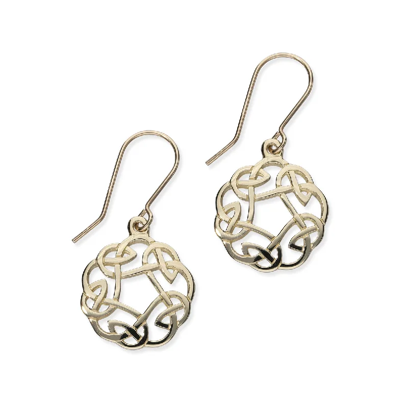 Art Deco Drop Earrings-Celtic Gold Earrings GE322