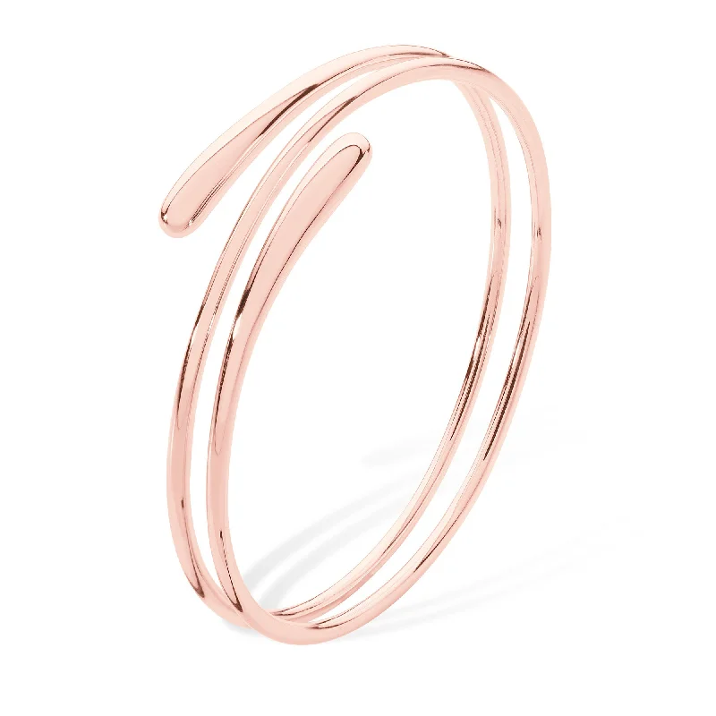 Simple Stackable Bangles-Rose Gold Vermeil Coil Drop Bangle