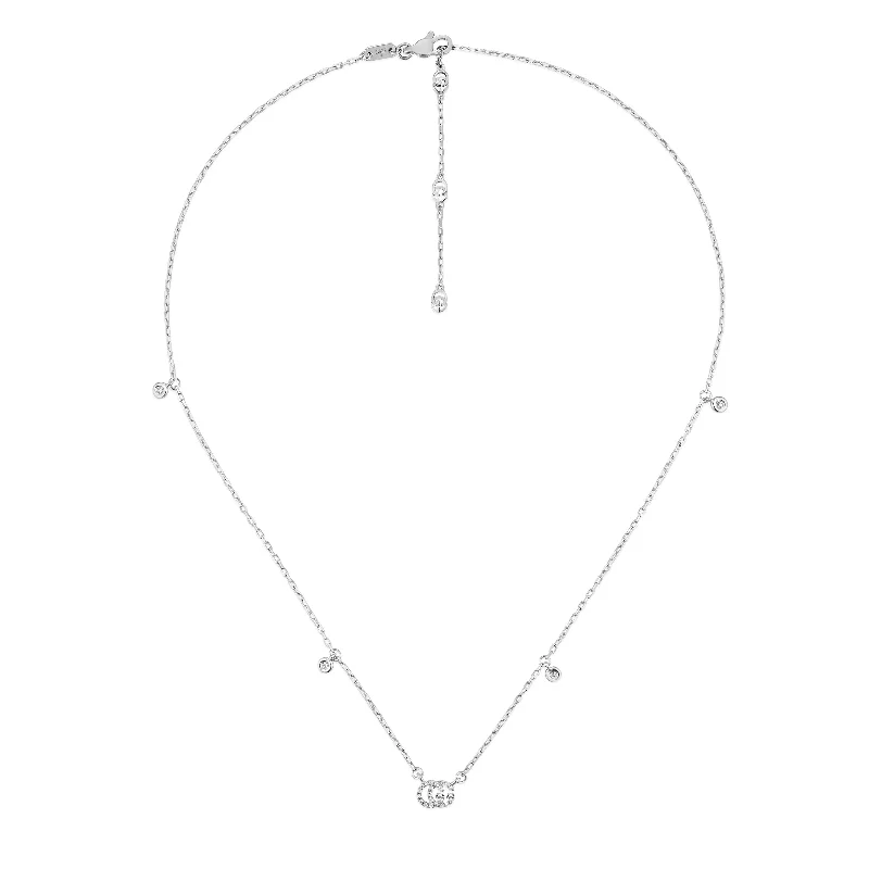 Simple Men's Wedding Band-Long Beaded Chain Necklace-GG RUNNING DIAMOND NECKLACE IN WHITE GOLD