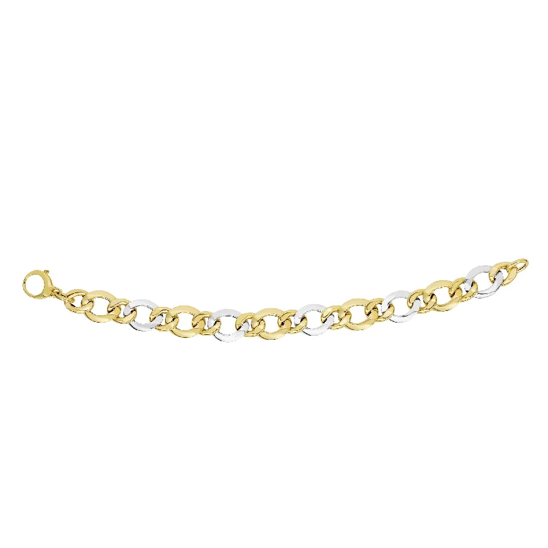 Custom Stainless Steel Bracelets-14K Gold Open Oval Heritage Link Bracelet