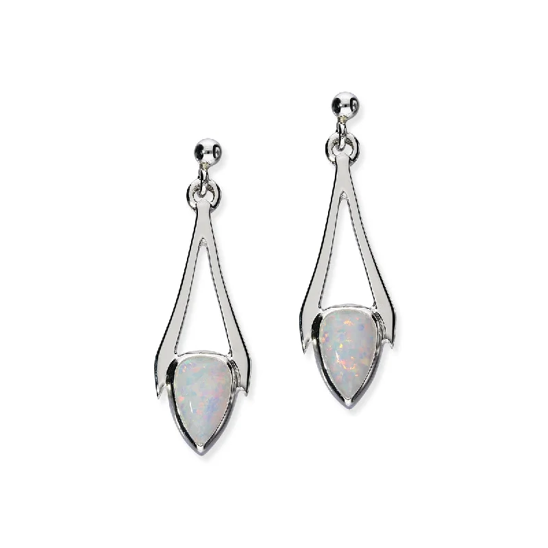 Fine Jewelry Earrings-Sahara Sunset Silver Earrings SE384 White Opal