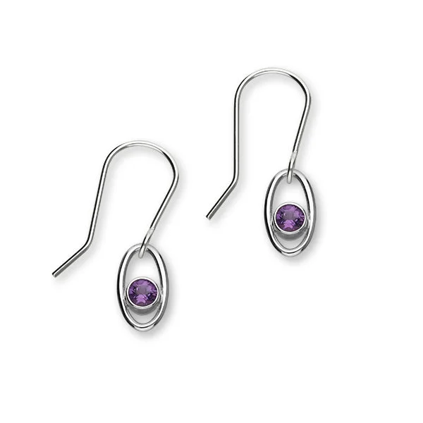 Elegant Gold Hoop Earrings-February Birthstone Silver Earrings CE353 Amethyst