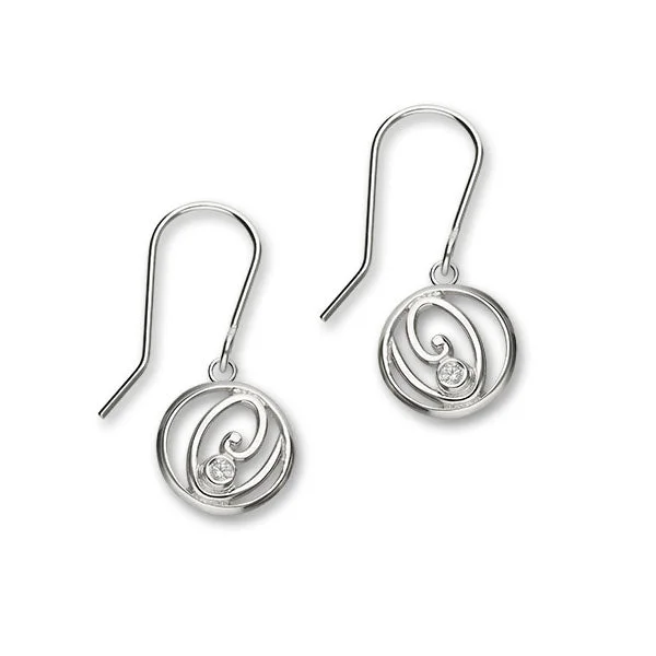 Unique Stud Earrings-Flourish Sterling Silver & Cubic Zirconia Drop Earrings, CE396