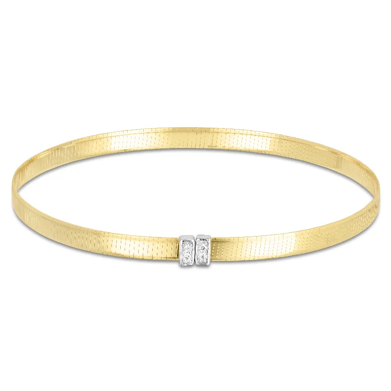 Elegant Chain Bracelets-14K Gold Omega Diamond Bangle