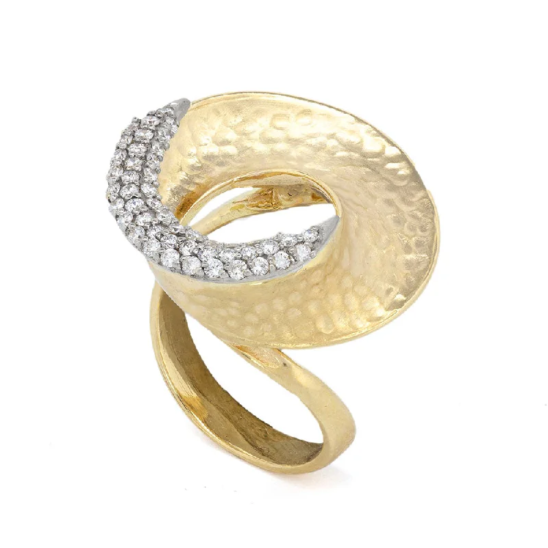 Vintage-Inspired Wedding Ring for CouplesHammered Gold Mobius Spiral Ring with Diamonds