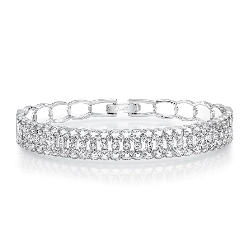 Intricate Design Wedding Bangles-Uneek Broderie Anglaise Open Lace Diamond Bangle Bracelet