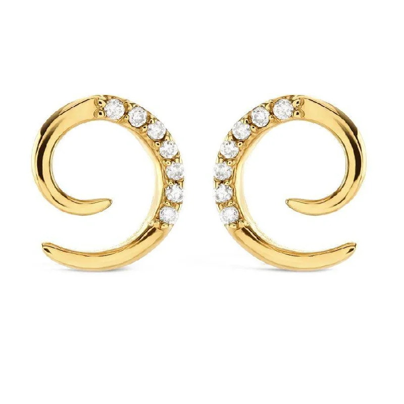 Minimalist Hoop Earrings-9ct Yellow Gold Diamond Set Swirl Earrings