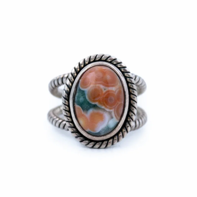 Personalized Wedding Band Set for WomenPersimmon Ocean Jasper Ring