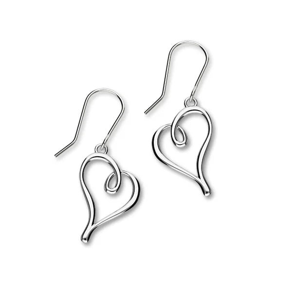 Gemstone Hoop Earrings-Hearts Sterling Silver Drop Earrings, E1884