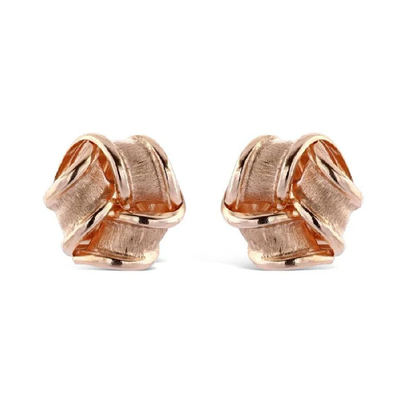 Simple Diamond Earrings-9ct Rose Gold Frosted Knot Stud Earrings