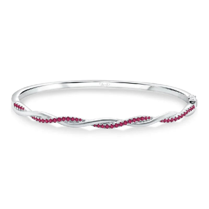 Elegant Beaded Wedding Bangles-Uneek Stackable Collection Twist Ruby Stackable Bangle