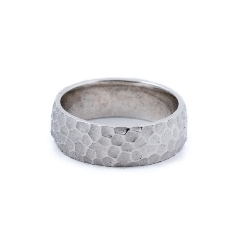 Custom Stackable Ring Set for WomenHammered X White Wedding Band