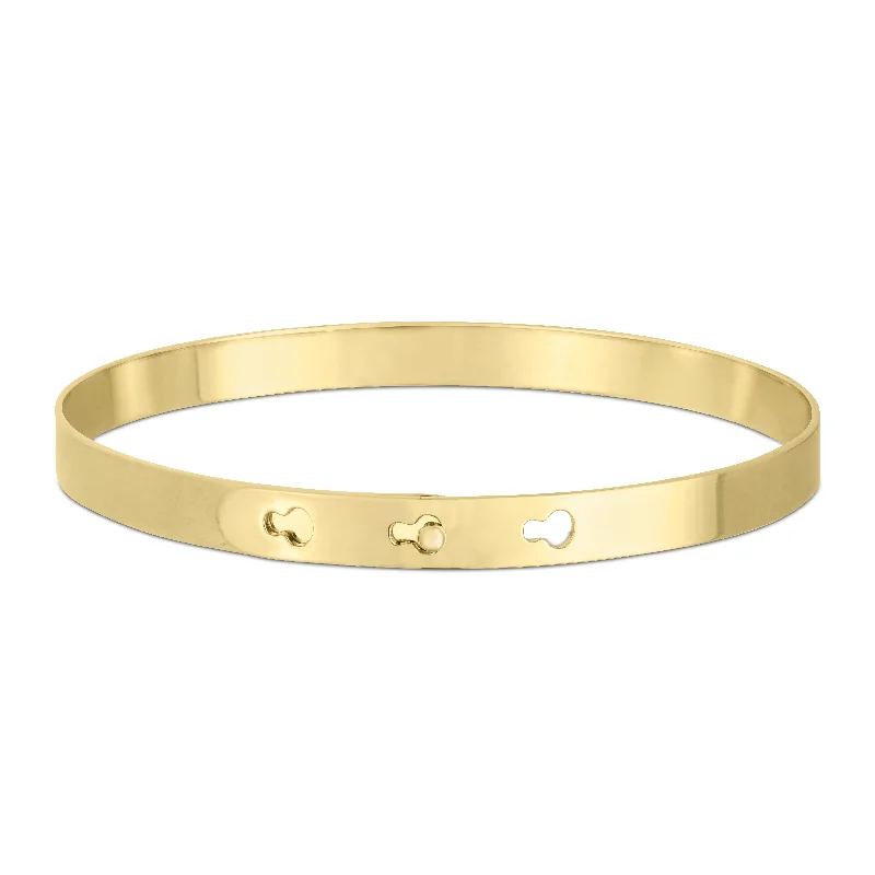 Cross Bracelets-14K Gold Keyhole High Polish Bangle