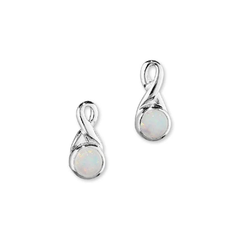 Large Pearl Stud Earrings-Simply Stylish Sterling Silver & White Opal Knot Stud Earrings, SE172