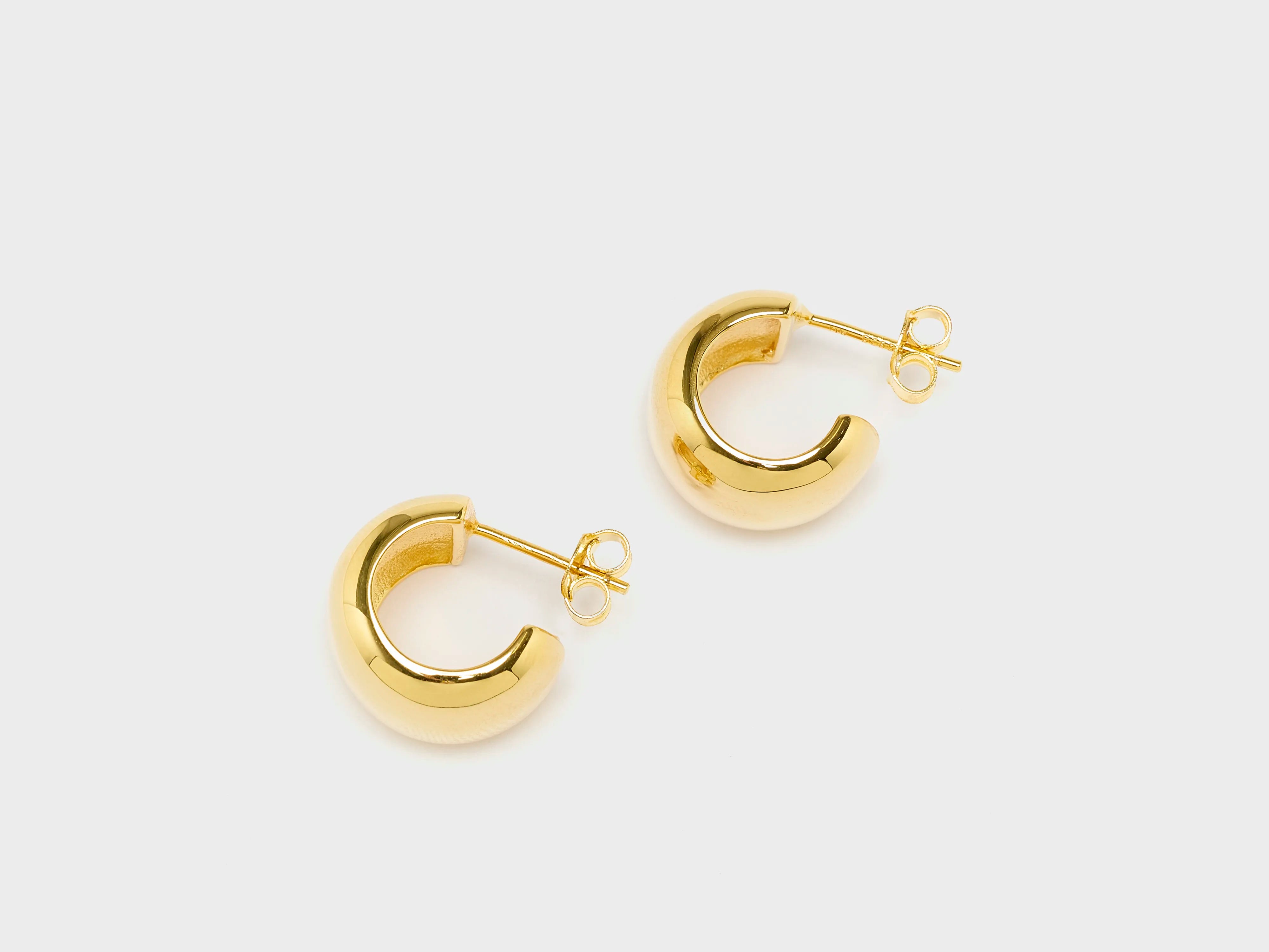 Black Gold Earrings-Reflection Small Gold Hoop Earrings (251 / W / GOLD)