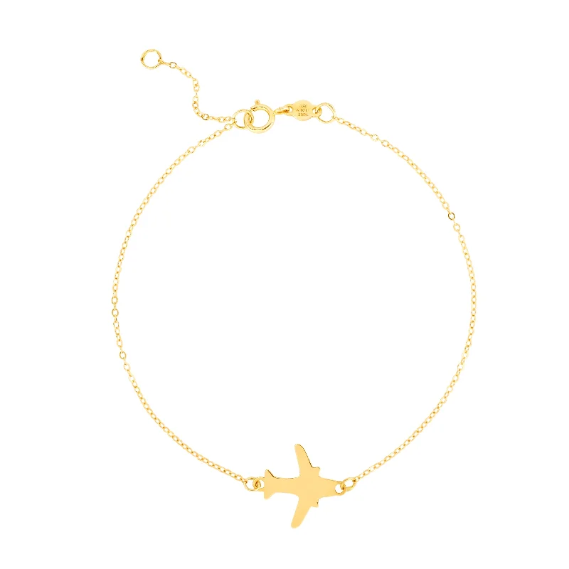 Cuff Bracelets With Stones-14K Gold Polished Airplane Bracelet