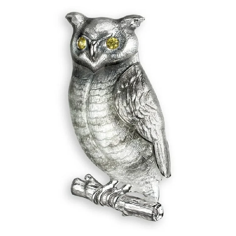 Crystal Hoop Earrings for Women-Silver Yellow Sapphire Set Owl Stud Earrings