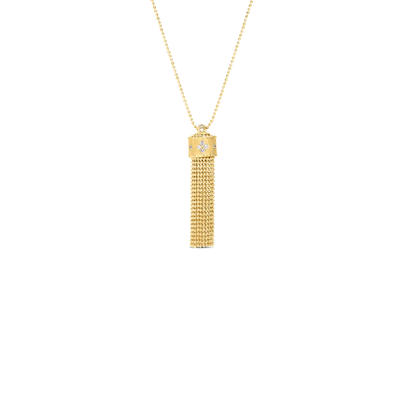 Custom Wedding Ring with Sapphire-Bold Necklace for Men-Roberto Coin 18k Yellow Gold Tassel Necklace