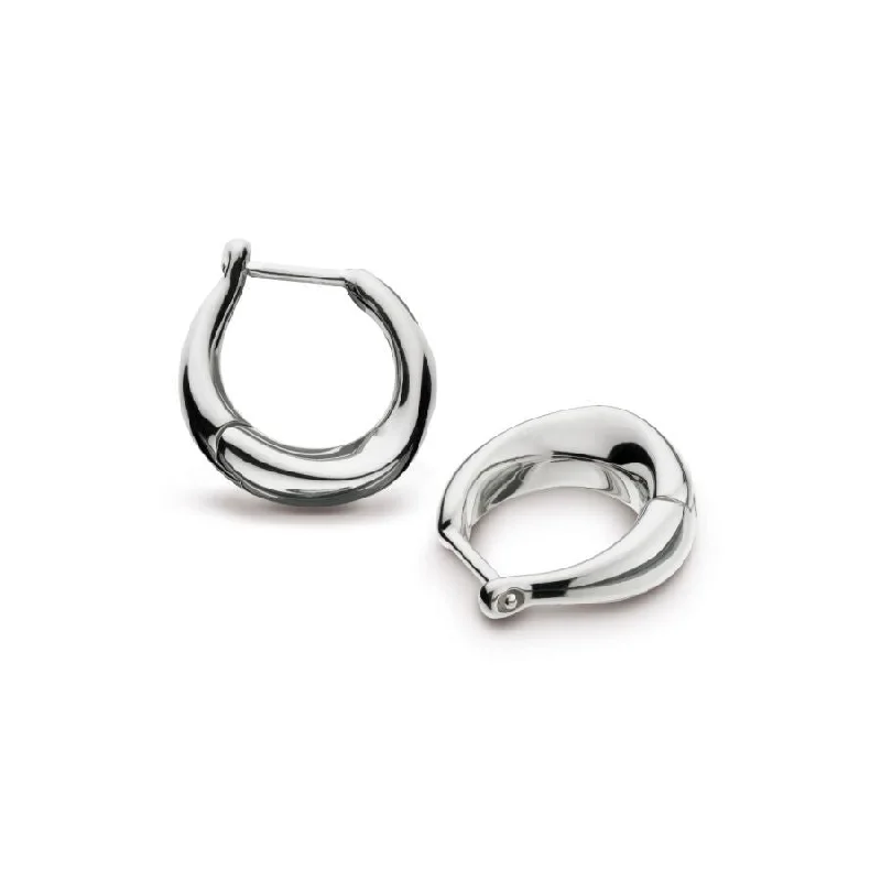 Multi-stone Silver Earrings-Silver Bevel Cirque Small Hinged Huggie Hoop Earrings