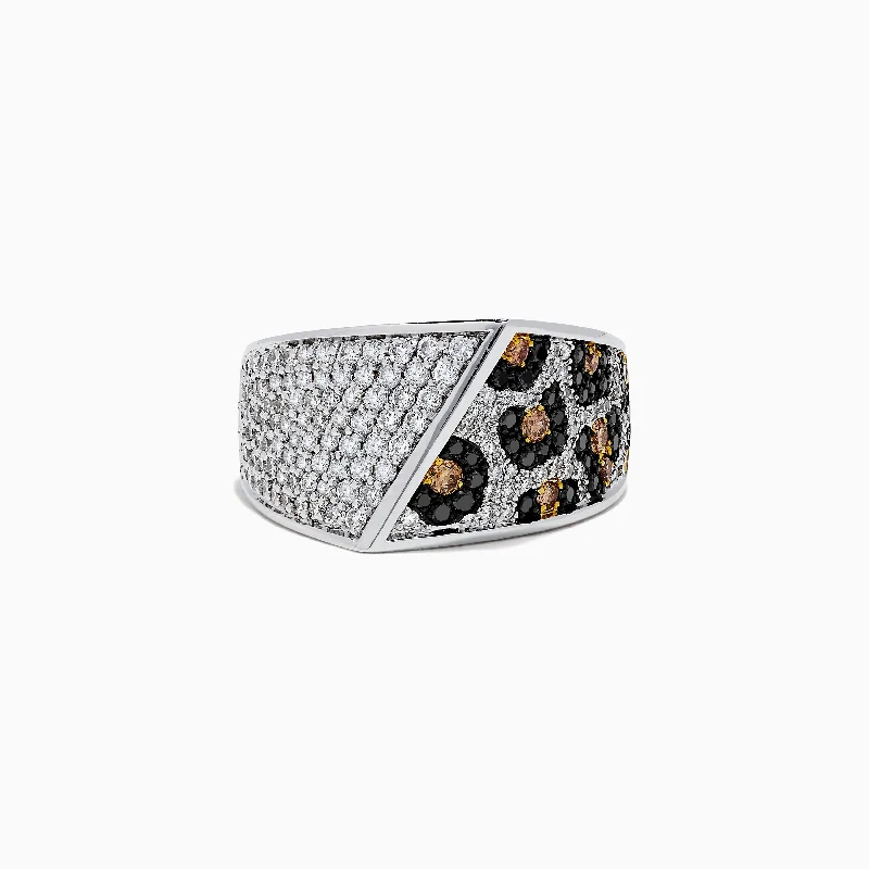 Custom Ring for Anniversary14K 2-Tone Gold Black, Espresso and White Diamond Ring, 1.67 TCW