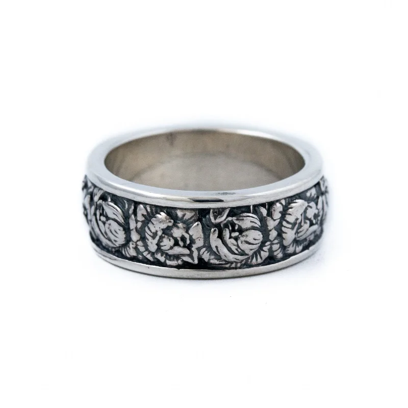 Men's Wedding Band Set with DiamondsSilver x Band of Roses