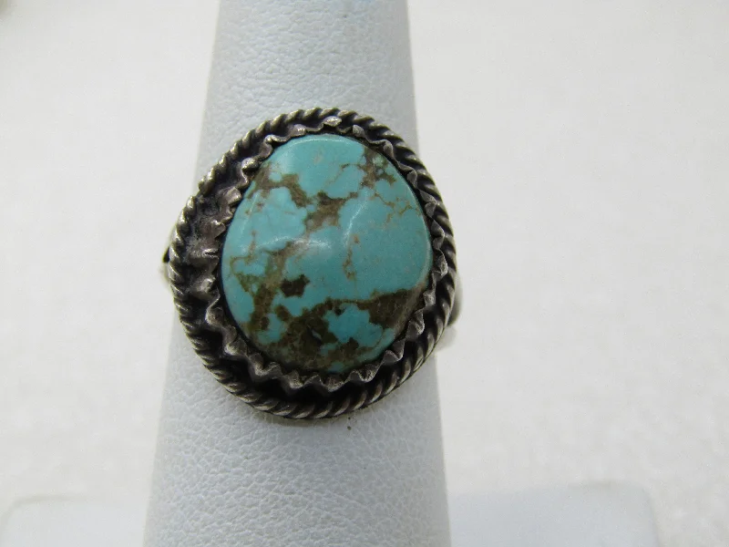 Custom Wedding Set for Her and HimVintage Sterling Southwestern Turquoise Ring, Sz. 7.5, 5.39 Gr.