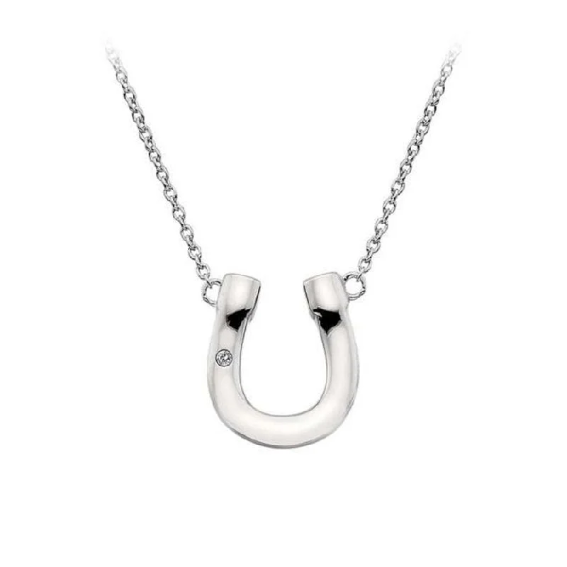 Wedding Ring with Diamond Band-Gemstone and Crystal Necklace-HD Silver Lucky Horseshoe Necklace