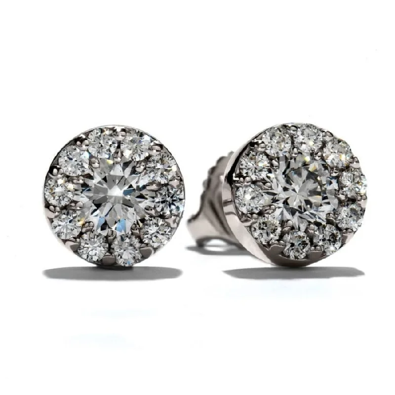 Ethnic Drop Earrings-1.00ct Round Brilliant Cut Diamond Fulfillment Cluster Stud Earrings