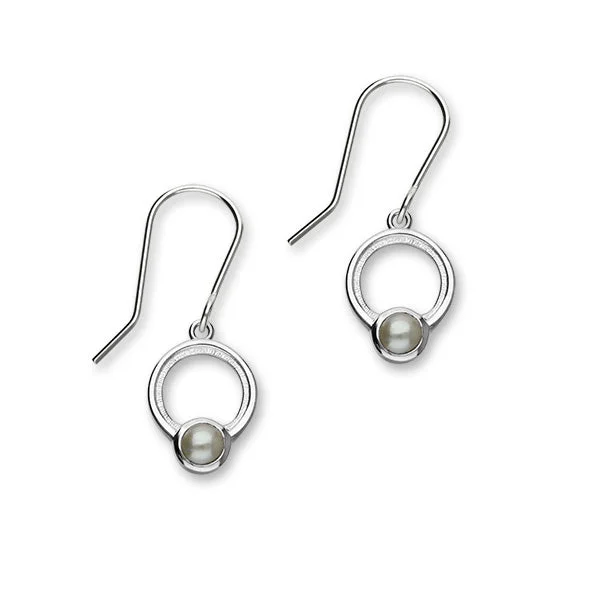 Square Earrings-June Birthstone Silver Earrings SE398 Pearl