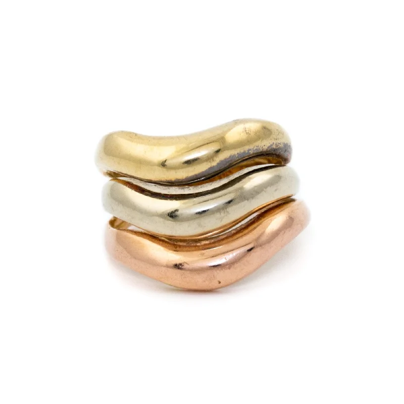 Custom Heart-Shaped Promise RingTri Gold Curvature Ring