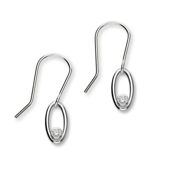 Bright Drop Earrings-April Birthstone Silver Earrings DE113 Diamond