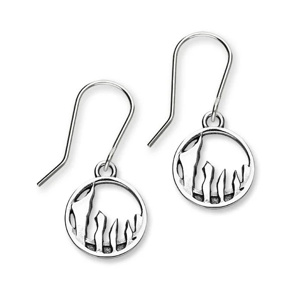 Small Dangle Earrings-Solstice Ring of Brodgar Sterling Silver Hoop Drop Earrings, E1936