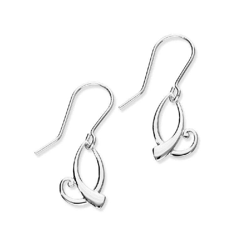 Luxury Drop Earrings-Retreat Sterling Silver Twirl Drop Earrings, E1684