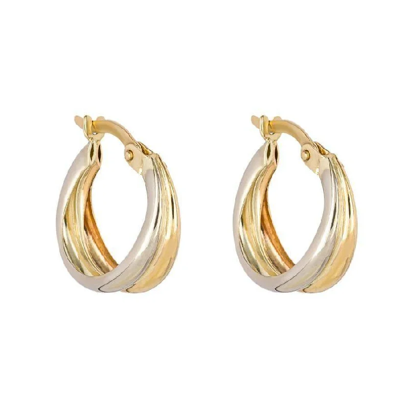 Custom Drop Earrings for Weddings-9ct Yellow & White Gold Hoop Earrings