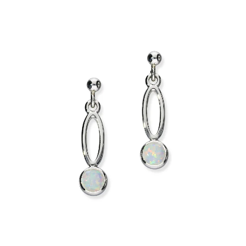 Contemporary Earrings-Harlequin Silver Earrings SE361 White Opal