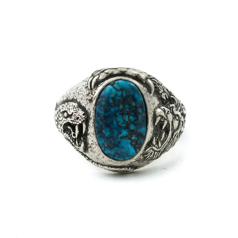 Designer Engagement Ring with Unique DesignMorenci Turquoise "Venatio" Ring