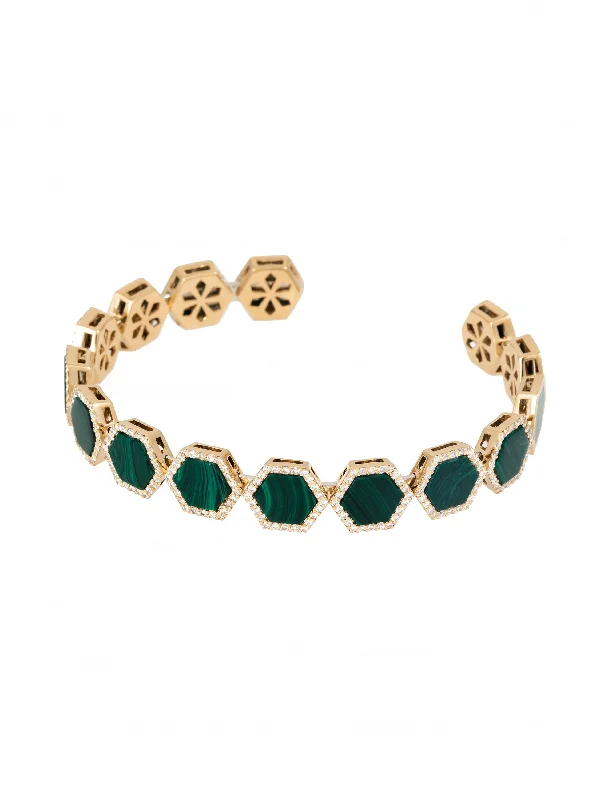 Classic Wedding Bangles-Malachite Hexagon Bangle