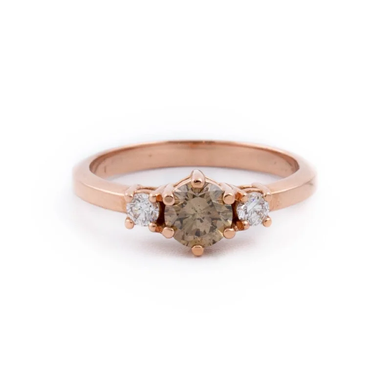 Custom Diamond Promise RingCognac Gold Engagement Ring