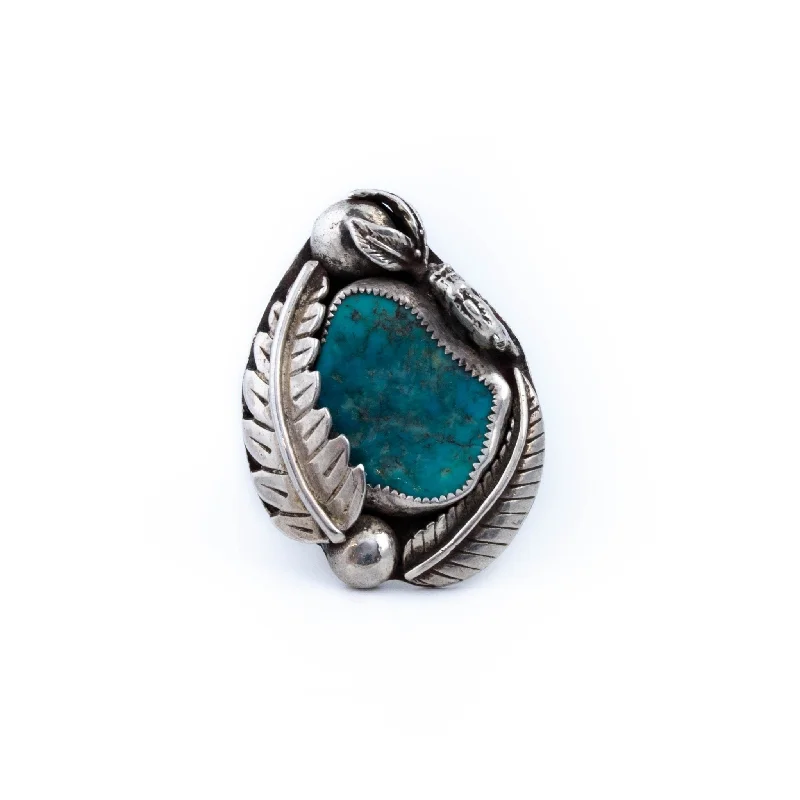 Men's Ring with Custom EngravingLeaf Bezel Navajo Ring