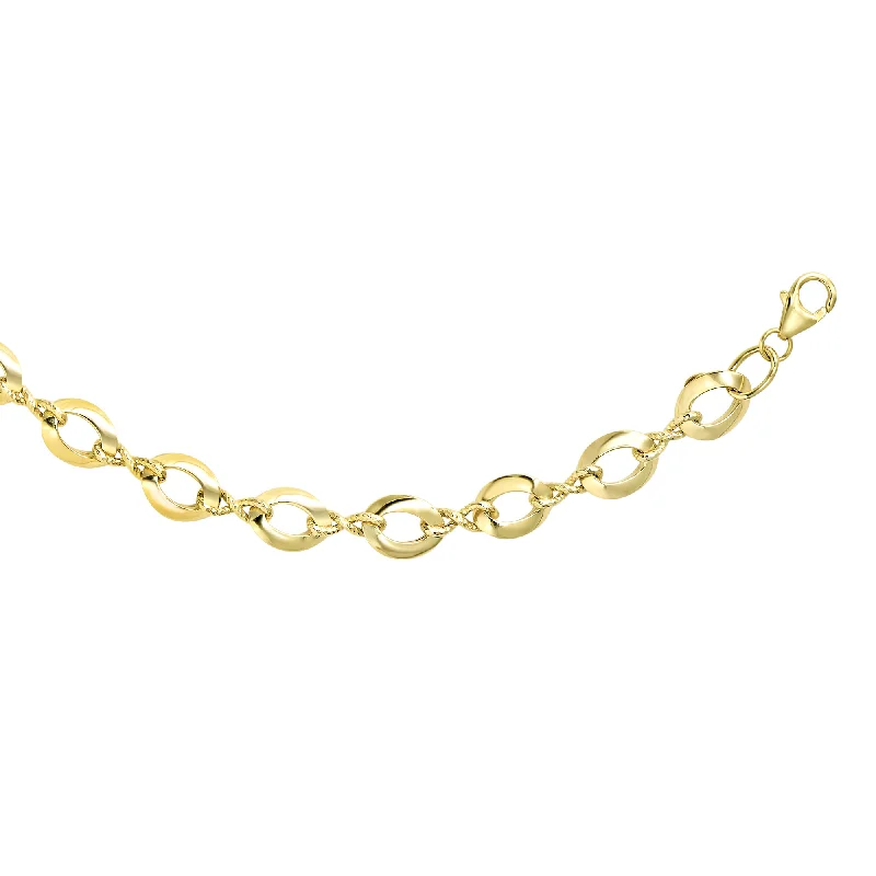 Custom Gold Charm Bracelets-14K Gold Polished Oval Link Chain