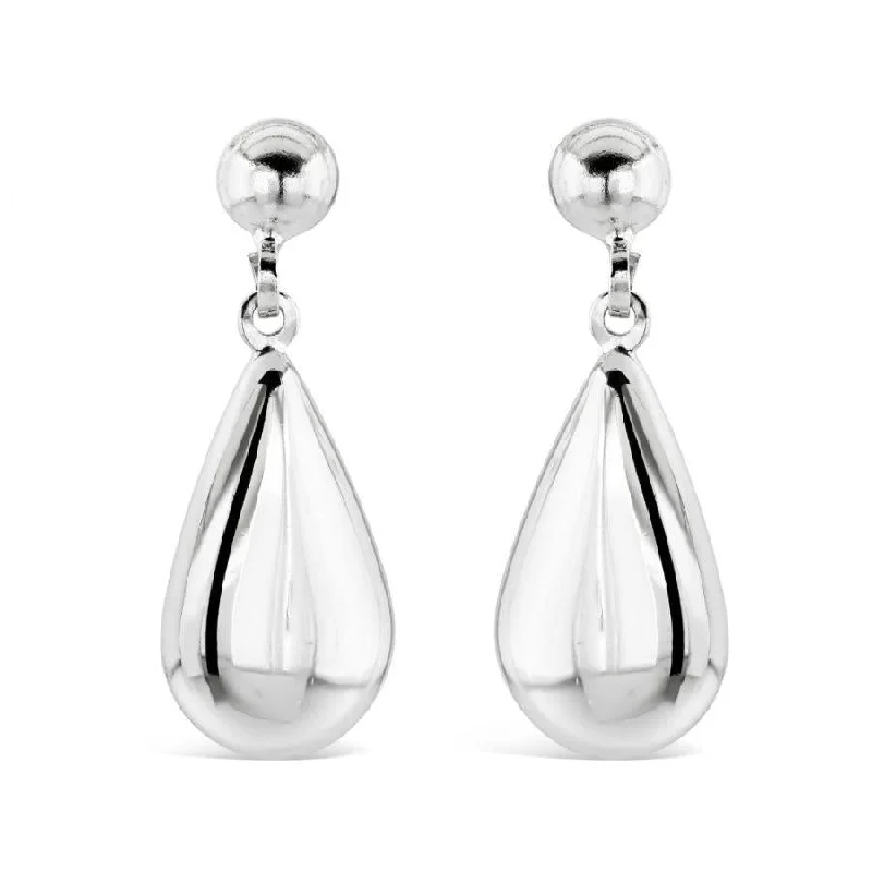 Multi-stone Crystal Earrings-9ct White Gold Pear Shaped Drop Earrings