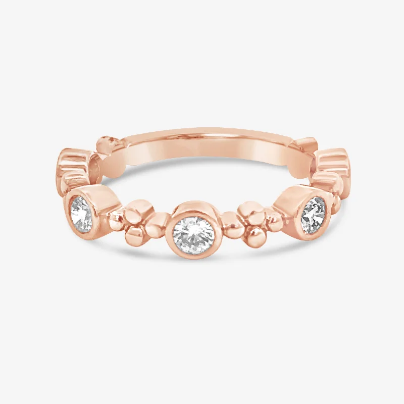 Personalized Birthstone Promise RingRose Gold Diamond Stackable Ring