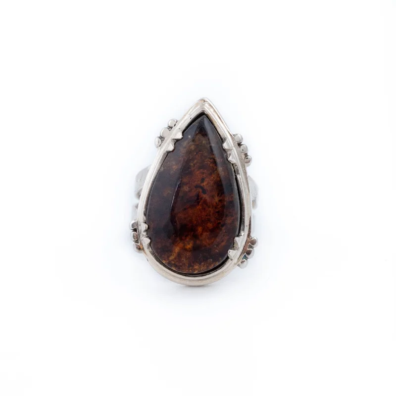 Custom Rose Gold Ring SetChiapas Amber Teardrop Ring