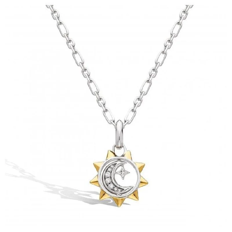 Simple Silver Band Ring-Luxury Gold Necklace Set-Silver & Yellow Gold Plated Celeste Cubic Zirconia Sun, Moon & Star Spinner Necklace