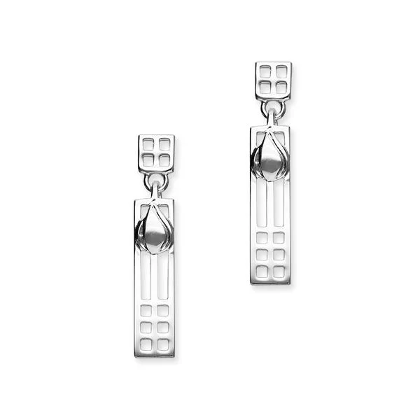 Custom Hoop Earrings for Women-Charles Rennie Mackintosh Silver Earrings E626