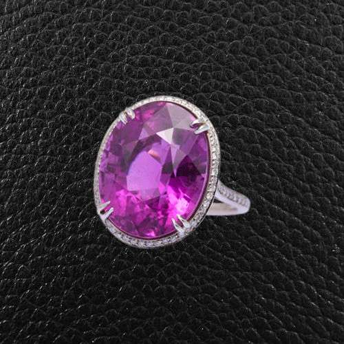 Custom Oval Engagement RingPurple Tourmaline & Diamond Ring