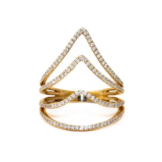 Elegant Wedding Ring with DiamondLayered Dagger Diamond Gold Ring