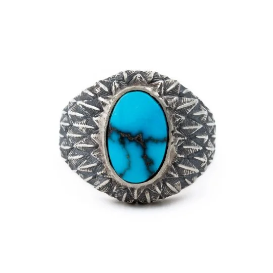 Custom Wedding Ring for Anniversary GiftSterling Silver Egyptian Turquoise "Griffin" Ring