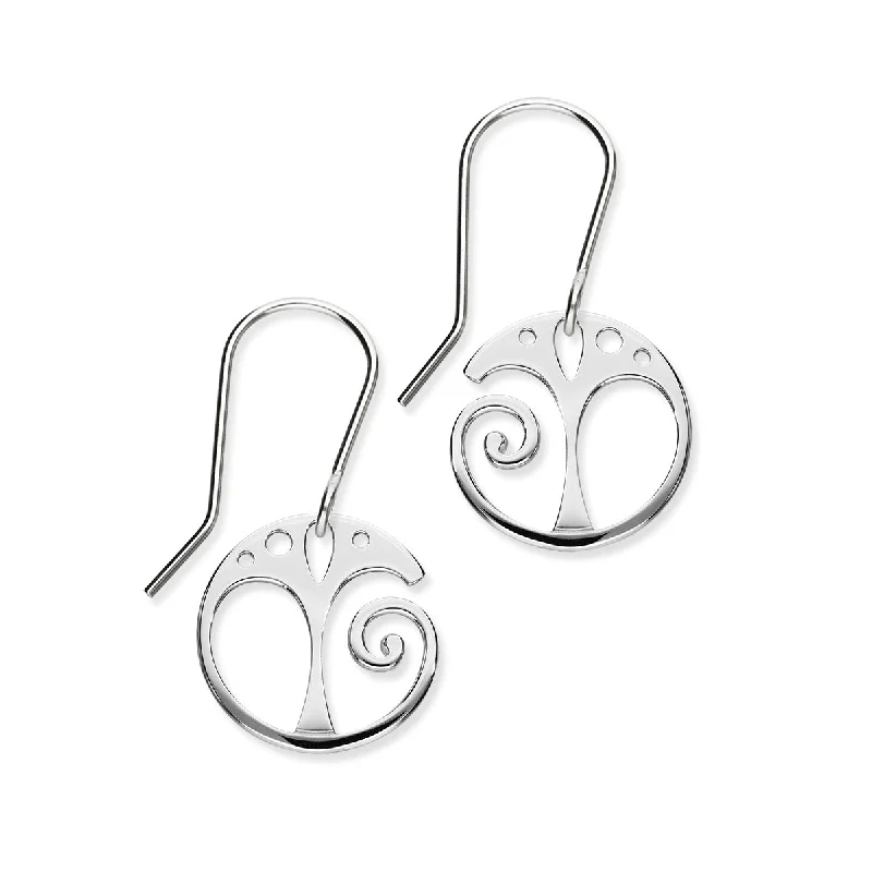 Gold Stud Earrings-Tree of Life Sterling Silver Drop Earrings, E1539