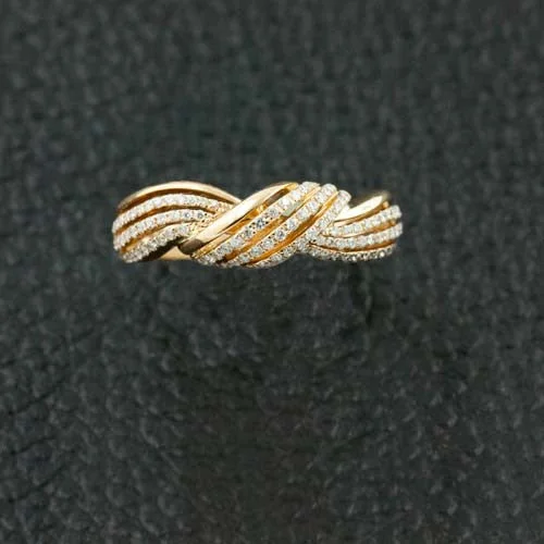 Modern Engagement Ring with DiamondsYellow Gold & Diamond Swirl Ring